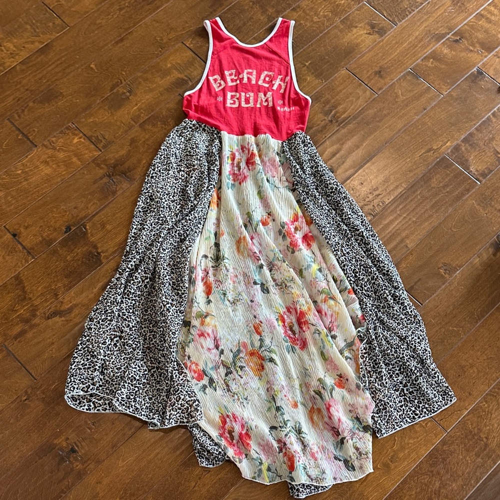 Free People Red Tank Top Mixed-Print Maxi Dress